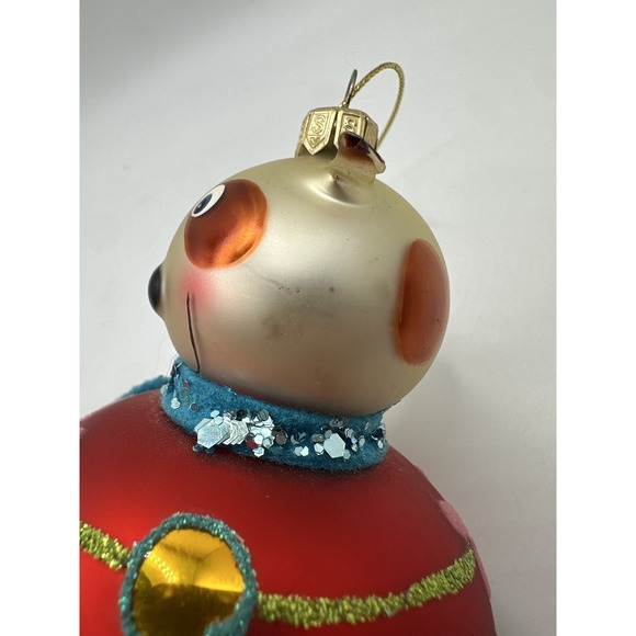 VTG Glass Puppy Dog Christmas Ornament Red Glitter Sweater Heart Bone Design - Picture 11 of 11